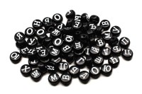 Бусины Русский алфавит 7х4мм, отверстие 1,5мм, цвет черный/белый, 540-123, 10г (около 75шт)
