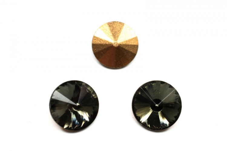 Риволи Matubo 12mm Czech Glass, цвет RV015 Black diamond, 12-RV015, 1шт Риволи Matubo 12mm Czech Glass, цвет RV015 Black diamond, 12-RV015, 1шт