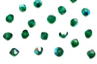 Бусины биконусы хрустальные 3мм, цвет EMERALD AB, 745-007, 20шт