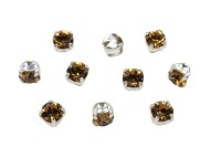 Шатоны Preciosa Maxima 3,2мм в оправе, цвет smoked topaz DF/silver, 63-294, 10шт