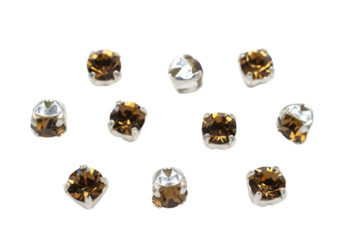 Шатоны Preciosa Maxima 3,2мм в оправе, цвет smoked topaz DF/silver, 63-294, 10шт Шатоны Preciosa Maxima 3,2мм в оправе, цвет smoked topaz DF/silver, 63-294, 10шт