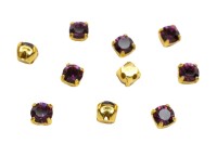 Шатоны Preciosa Maxima 3,2мм в оправе, цвет amethyst DF/gold, 63-306, 10шт