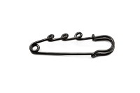 Основа для броши Булавка с 3-мя петельками 51х16х7мм, отверстие 1,8мм, цвет черный, хирургическая сталь, 18-106, 1шт