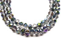 Бусина стеклянная Рондель 8х6мм, цвет серый светлый, гальваническое покрытие, 508-030, 1 нить (около 40см, 60шт)