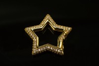LUX Замок-карабин Звезда 25х23х3мм, цвет золото, латунь/цирконий, 16К позолота, 07-090, 1шт