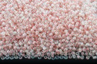 Бисер китайский круглый размер 12/0, цвет 2205 прозрачный, бледно-розовая линия внутри, блестящий, 85г