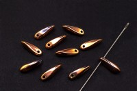 Бусины Dagger beads 11х3мм, отверстие 0,8мм, цвет 00030/27100 Crystal/Capri Gold Full, 736-071, 10шт