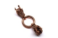 Замок с концевиками Голова дракона 63х25х19мм, внутренний размер 10х7мм, цвет античная медь, сплав металлов, 40-032, 1 комплект