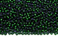 Бисер чешский PRECIOSA круглый 10/0 00011 прозрачный зеленый, фиолетовая линия внутри, 2 сорт, 50г