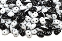 Бусины SuperDuo 2,5х5мм, отверстие 0,8мм, цвет 03849 черный/белый непрозрачный, 706-219, 10г (около 120шт)