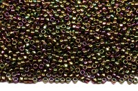 Бисер японский TOHO круглый 15/0 #0509 фиолетовый/зеленый, металлизированный золотом ирис, 10 грамм
