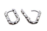 Серьги Конго Овал 15х12х2мм, латунь, родий, 21-484, 1 пара