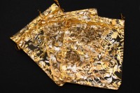 Сумочка из органзы подарочная около 9,5х12см, цвет золото с рисунком, 36-023, 1шт