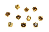 Шатоны Preciosa Maxima 3,2мм в оправе, цвет smoked topaz DF/gold, 63-293, 10шт