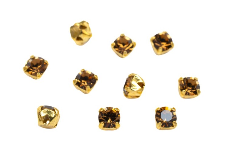 Шатоны Preciosa Maxima 3,2мм в оправе, цвет smoked topaz DF/gold, 63-293, 10шт Шатоны Preciosa Maxima 3,2мм в оправе, цвет smoked topaz DF/gold, 63-293, 10шт