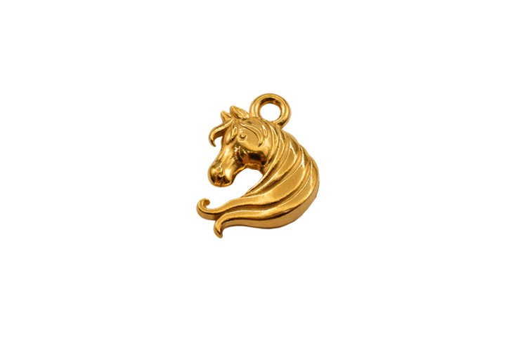 Подвеска Лошадь 16х11х2мм, отверстие 2мм, цвет золото, хирургическая сталь, 18k позолота, 22-016, 1шт Подвеска Лошадь 16х11х2мм, отверстие 2мм, цвет золото, хирургическая сталь, 18k позолота, 22-016, 1шт