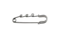 Основа для броши Булавка с 3-мя петельками 51х16х7мм, отверстие 1,8мм, цвет стальной, хирургическая сталь, 18-109, 1шт