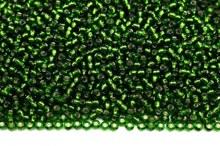 Бисер чешский PRECIOSA круглый 10/0 57120 зеленый, серебряная линия внутри, 1 сорт, 50г Бисер чешский PRECIOSA круглый 10/0 57120 зеленый, серебряная линия внутри, 1 сорт, 50г
