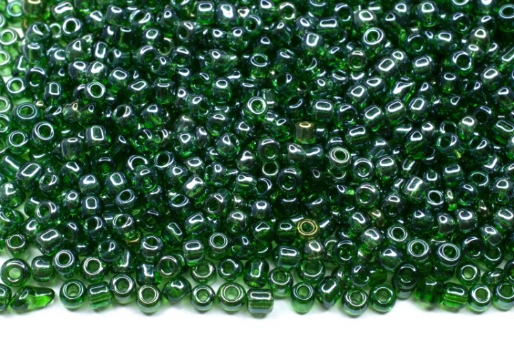 Бисер китайский круглый размер 12/0, цвет 0107В зеленый прозрачный, блестящий, 450г Бисер китайский круглый размер 12/0, цвет 0107В зеленый прозрачный, блестящий, 450г