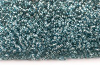 Бисер китайский круглый размер 12/0, цвет 0047А бирюзовый, серебряная линия внутри, 450г