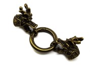 Замок с концевиками Голова дракона 63х25х19мм, внутренний размер 10х7мм, цвет античная бронза, сплав металлов, 40-033, 1 комплект