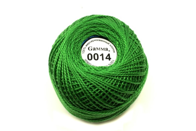 Нитки Ирис Gamma, цвет 0014 ярко-зеленый, 82м/10г, хлопок 100%, 1шт Нитки Ирис Gamma, цвет 0014 ярко-зеленый, 82м/10г, хлопок 100%, 1шт