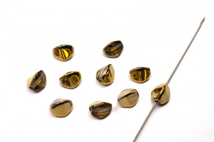 Бусины Pinch beads 7х7мм, отверстие 0,8мм, цвет 00030/26441 прозрачный/золотой, 755-002, 10шт Бусины Pinch beads 7х7мм, отверстие 0,8мм, цвет 00030/26441 прозрачный/золотой, 755-002, 10шт