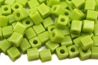 Бисер японский Miyuki Cube кубический 4мм #0416 салатовый, непрозрачный, 10 грамм
