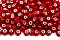 Бисер чешский PRECIOSA круглый 3/0 93730 красный, белая линия внутри, 50 грамм