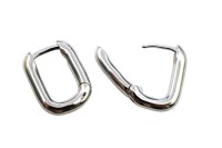 Серьги Конго Овал 15х12х2мм, латунь, родий, 21-481, 1 пара