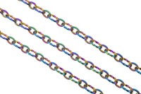 Цепочка для бижутерии звено овальное 11,5х7х1.5мм, соединительное звено 8,5х7х1.5мм, цвет разноцветный перелив, хирургическая сталь, 27-356, 1м