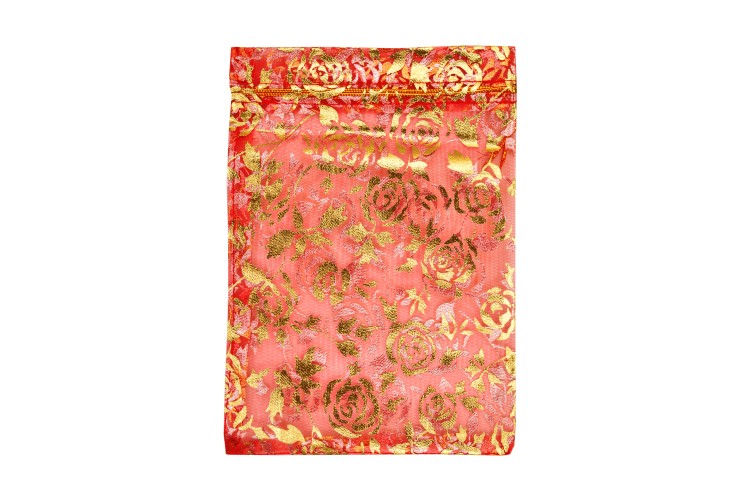 Сумочка из органзы подарочная около 13х18см, цвет красный с рисунком, 36-021, 1шт Сумочка из органзы подарочная около 13х18см, цвет красный с рисунком, 36-021, 1шт