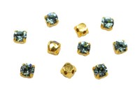 Шатоны Preciosa Maxima 3,2мм в оправе, цвет smoked sapphire DF/gold, 63-291, 10шт