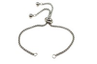 Основа для браслета Цепочка с замком-слайдер 24см, звено 2х2мм, цвет стальной, хирургическая сталь, 16-122, 1шт