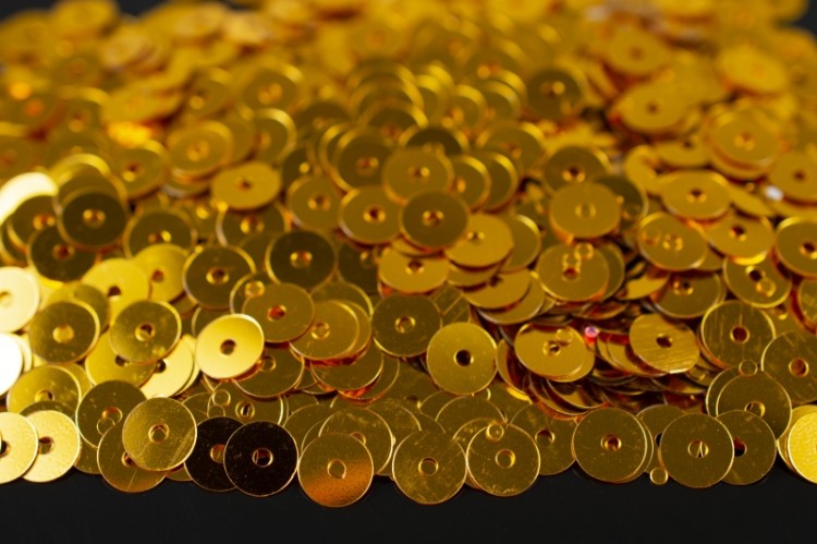 Пайетки круглые 6мм плоские, цвет золото, 1022-040, 10 грамм Пайетки круглые 6мм плоские, цвет золото, 1022-040, 10 грамм