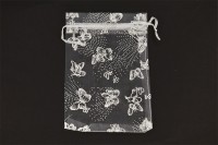 Сумочка из органзы подарочная около 12х17см, цвет белый с рисунком, 36-022, 1шт