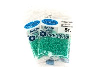 Бисер чешский PRECIOSA круглый 10/0 38658 прозрачный, зеленая линия внутри, 5 грамм