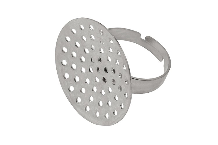 Основа для кольца с сеточкой 18мм (регулируется), диаметр сеточки 25мм, отверстие 1мм, цвет стальной, хирургическая сталь, 15-035, 1шт Основа для кольца с сеточкой 18мм (регулируется), диаметр сеточки 25мм, отверстие 1мм, цвет стальной, хирургическая сталь, 15-035, 1шт