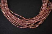 Бусины граненые Firepolish 2мм, отверстие 0,6мм, цвет 15495 топаз/розовый, прозрачный глянцевый, 712-030, 1 нить (около 50шт)