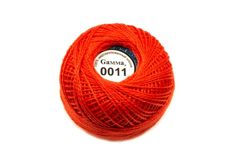 Нитки Ирис Gamma, цвет 0011 оранжево-красный, 82м/10г, хлопок 100%, 1шт Нитки Ирис Gamma, цвет 0011 оранжево-красный, 82м/10г, хлопок 100%, 1шт