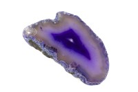 Срез Агата природного, оттенок фиолетовый, 70х37х6мм, отверстие 2мм, 37-205, 1шт