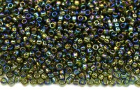Бисер японский TOHO круглый 15/0 #0180 оливковый, радужный прозрачный, 10 грамм