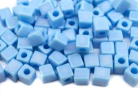 Бисер японский Miyuki Cube кубический 4мм #0413FR голубой, матовый радужный непрозрачный, 10 грамм