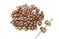 Бусины Tee beads 2х8мм, отверстие 0,5мм, цвет 00030/15495 хрусталь/розовый, прозрачный, 730-013, 10г (около 50шт)