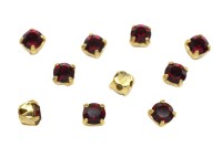 Шатоны Preciosa Maxima 3,2мм в оправе, цвет siam DF/gold, 63-289, 10шт