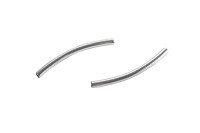 Бусина трубочка гладкая изогнутая 25х2мм, отверстие 1,2мм, цвет платина, латунь, 24-001, 10шт