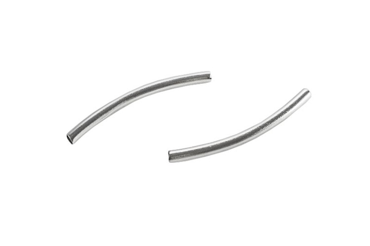 Бусина трубочка гладкая изогнутая 25х2мм, отверстие 1,2мм, цвет платина, латунь, 24-001, 10шт Бусина трубочка гладкая изогнутая 25х2мм, отверстие 1,2мм, цвет платина, латунь, 24-001, 10шт