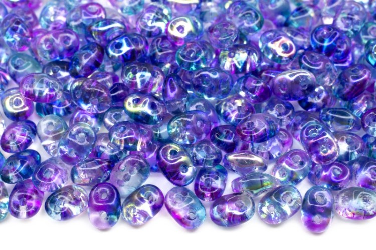 Бусины SuperDuo 2,5х5мм, отверстие 0,8мм, цвет 48123 сиреневый/голубой прозрачный радужный, 706-041, 10г (около 120шт) Бусины SuperDuo 2,5х5мм, отверстие 0,8мм, цвет 48123 сиреневый/голубой прозрачный радужный, 706-041, 10г (около 120шт)