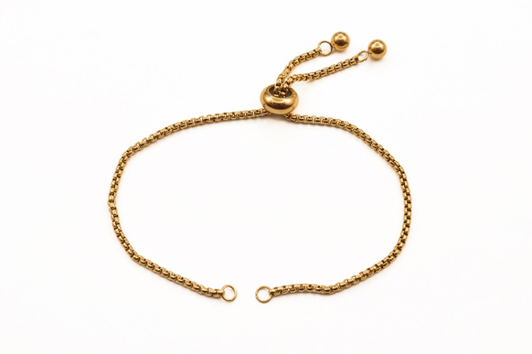 Основа для браслета Цепочка с замком-слайдер 24см, звено 2х2мм, цвет золото, хирургическая сталь, 16-050, 1шт Основа для браслета Цепочка с замком-слайдер 24см, звено 2х2мм, цвет золото, хирургическая сталь, 16-050, 1шт