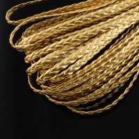 Шнур из искусственной кожи плетеный "Елочка" 5х2мм, цвет золотистый, 29-047, 1м